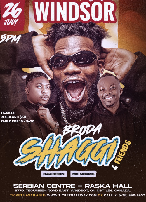 Morris Berry Ent is organizing Broda shaggi and friends comedy night event by Morris Berry Ent 2024–07–26 5 PM in Canada, we are selling the tickets for Broda shaggi and friends comedy night https://www.ticketgateway.com/event/view/broda-shaggi-and-friend-comedy-night