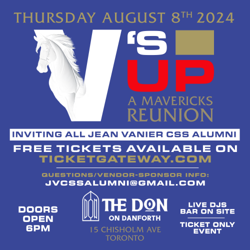 JVCSSAlumni is organizing V's Up - A Mavericks Reunion event by JVCSSAlumni 2024–08–08 6 PM in Canada, we are selling the tickets for V's Up - A Mavericks Reunion .https://www.ticketgateway.com/event/view/jvcssreunion