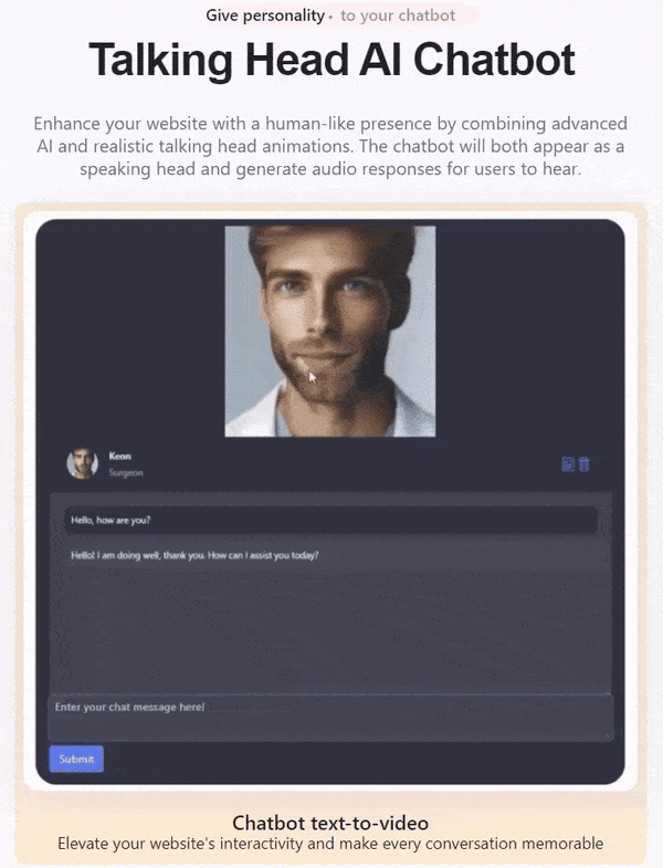 Talking head chatbot