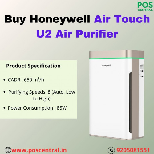 The Honeywell Air Touch U2 offers efficient air purification with its advanced filtration system. It features a pre-filter, anti-bacterial filter, high-grade H13 HEPA filter, cold catalyst, and activated carbon filter to capture and eliminate pollutants, allergens, and harmful gases. Enhanced with UV LED and Ionizer technology, the Honeywell Air Touch U2 Air Purifier also kills harmful bacteria, ensuring cleaner, healthier air. For top-quality air purifiers, Visit POS Central India. https://www.poscentral.in/honeywell-air-touch-u2-air-purifier.html