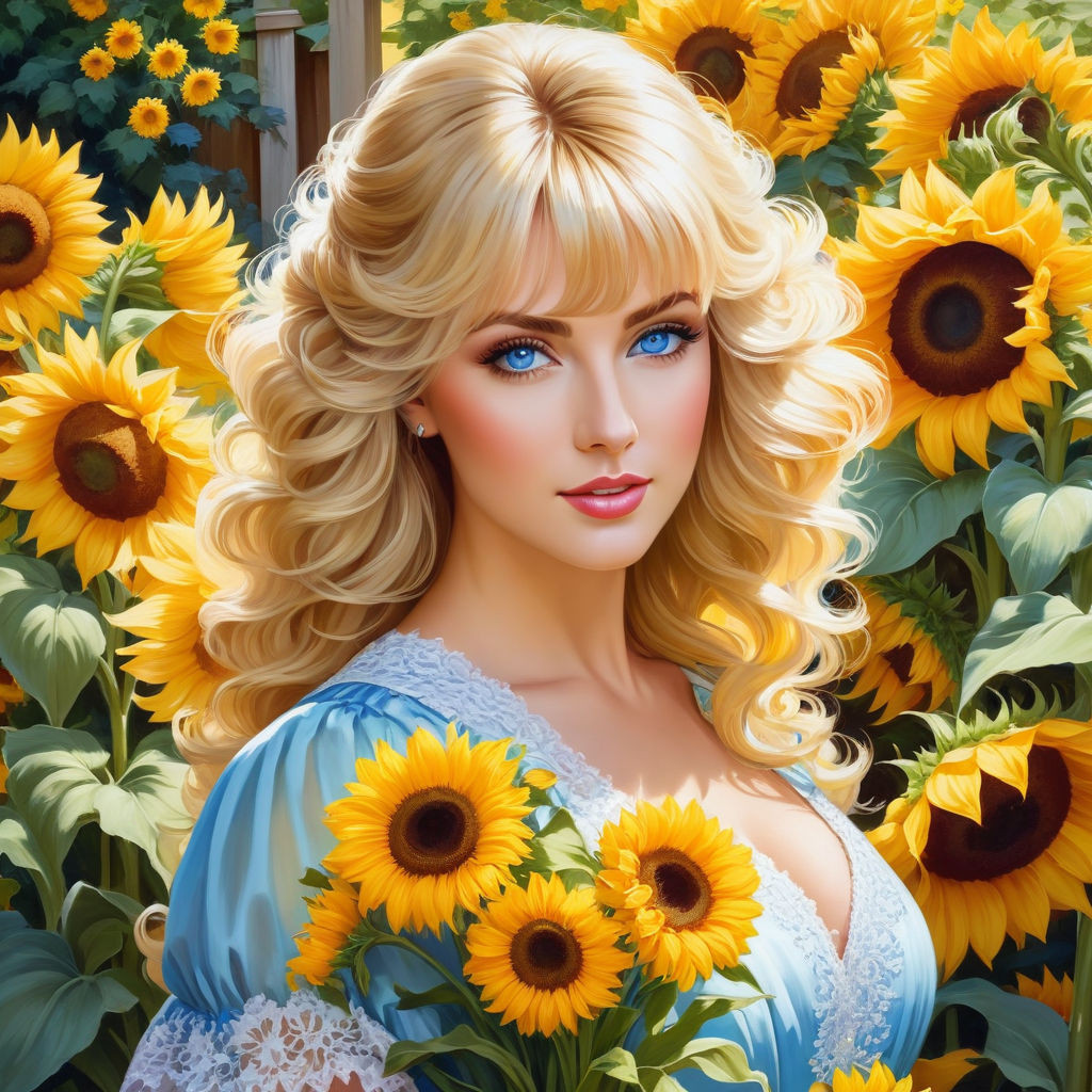 portrait paintingblonde woman with blue eyeshairstyle debut with bangsbeautiful curlsbeautiful d (2)