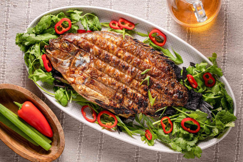 Grilled Fish Herbs Chilies