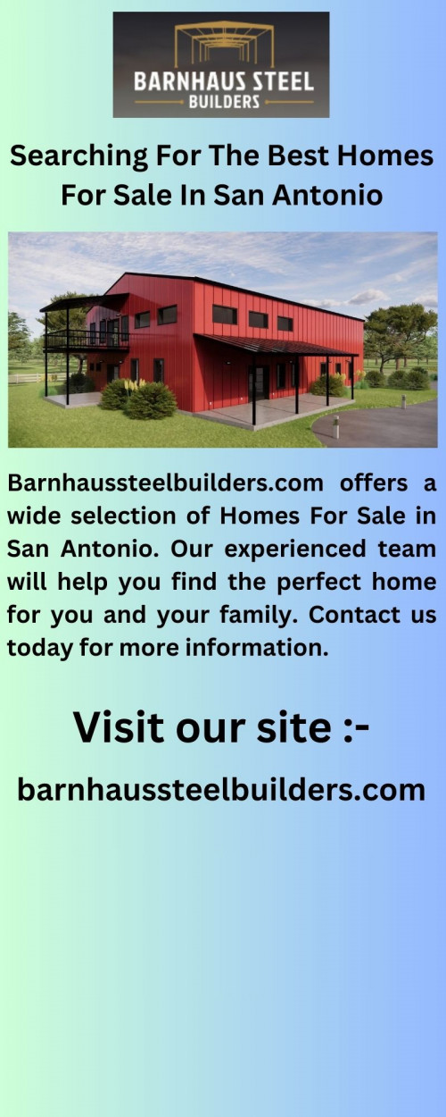 Discover the perfect new home for sale at Barnhaussteelbuilders.com. Our selection of new homes for sale offers something for everyone. Find your dream home today.

https://barnhaussteelbuilders.com/shop/