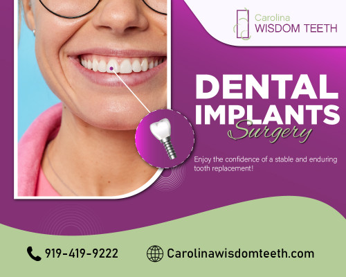 We provide dental implant treatments that offer a permanent and durable solution for missing teeth, promoting long-term oral health and stability. Contact us now - 919-419-9222.