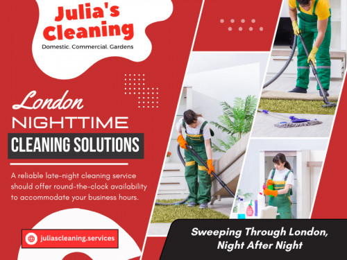 Julias cleaning services is the capital's choice for nighttime cleanliness. With our dedicated team of professionals, we ensure that your workspace remains spotless and sanitized, even after hours. 

Click here for more information about: https://juliascleaning.services/commercial-cleaning-london/

JULIA'S CLEANING
Address: 40 Crewys Rd, Childs Hill, London NW2 2AA, United Kingdom
Phone: +442084588220

Find Us On Google Maps: https://maps.app.goo.gl/hkMotRbHqEScQFkt9

Our Profile: https://gifyu.com/juliascleaning

More Photos: 

https://tinyurl.com/27asvbe3
https://tinyurl.com/25mx4eqy
https://tinyurl.com/2665xfqe
https://tinyurl.com/22sdcmha