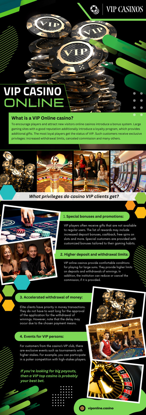 A VIP casino online is a premium gambling platform that caters to high-value players and rewards their loyalty with special privileges. 

Official Website: https://viponline.casino/

For More Information Visit Here: https://viponline.casino/fr/

Our Profile: https://gifyu.com/viponlinecasino
Next Infographic: https://tinyurl.com/23r6xxhj