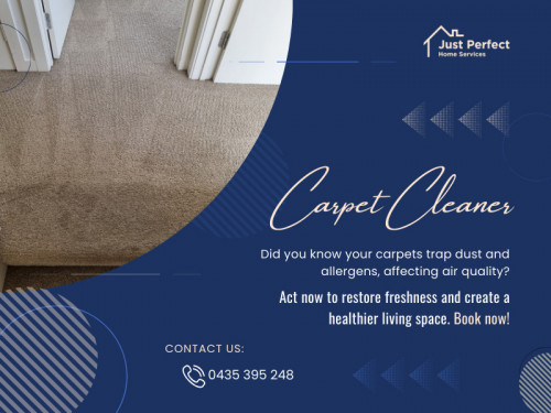 Hiring professional carpet cleaners offers numerous benefits, including expert deep cleaning, effective stain removal, odour elimination, allergen removal, and time and energy savings. By regularly investing in professional carpet cleaning, you can enjoy a cleaner, healthier, and more comfortable living environment for years to come.

Official Website : https://justperfectgc.com.au/

Click here for more information: https://justperfectgc.com.au/carpet-cleaning/

Just Perfect Home Services Carpet Cleaning
Address: 13 Clydesdale Dr, Upper Coomera QLD 4209, Australia
Phone: +61435395248

Find us on Google Maps: https://maps.app.goo.gl/iNq2HzPnzuyJkxtc8

Our Profile: https://gifyu.com/justperfectgc

More Images:
https://rcut.in/rHbYJN0N
https://rcut.in/PMsK0ZZw
https://rcut.in/oXB1wep8
https://rcut.in/lGmtj2Fx
