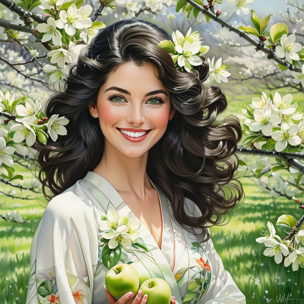 dark haired woman smiling happily gray green eyes anatomically flawless facial structure center (3)