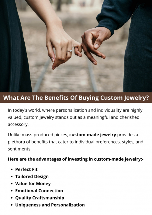 Custom-made jewelry offers uniqueness, tailored designs, and emotional connection. Crafted with superior craftsmanship and personalized touches, it reflects individual style and preferences. Custom pieces ensure a perfect fit, value for money, and an opportunity for collaboration. With sentimental value and lasting durability, custom jewelry becomes a cherished keepsake, symbolizing special moments and personal stories. To know more visit here https://www.futerbrosjewelers.com/services/custom-designs