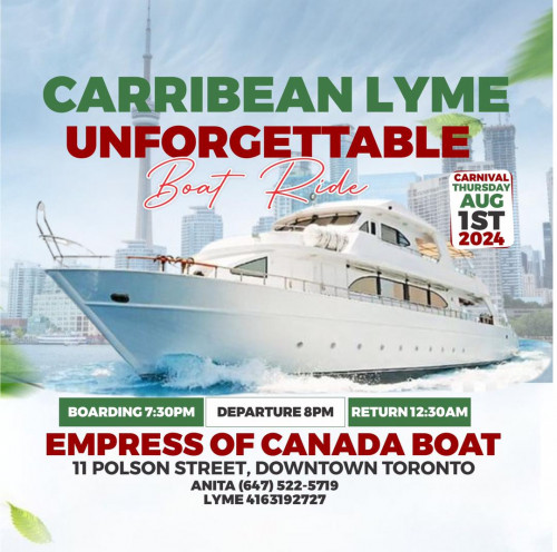 Go Events is organizing Carribean Lyme: Unforgettable Boat Ride event by Go Events on 2024–08–01 08 PM in Canada, we are selling the tickets for Carribean Lyme: Unforgettable Boat Ride. https://www.ticketgateway.com/event/view/carribean-lyme--unforgettable-boat-ride