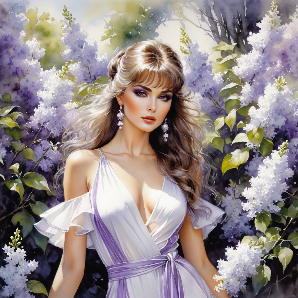 luis royo watercolor konstantin razumovs style a beautiful russian woman in a summer white and p (1)
