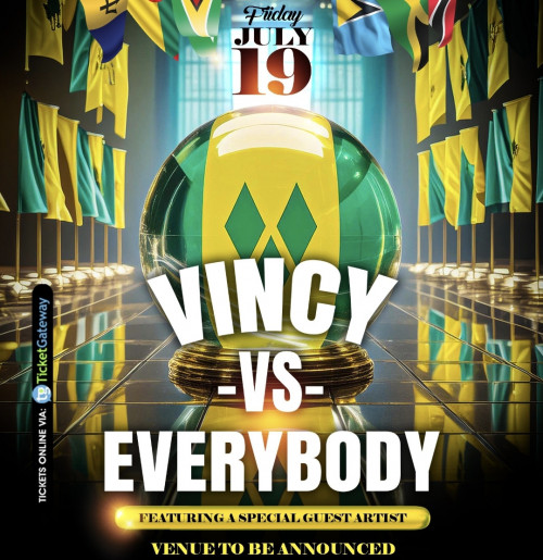 Otz, Bling, Ron Dukes is organizing VINCY vs Everybody 2024 event by Otz, Bling, Ron Dukes on 2024–07–19 10 PM in Canada, we are selling the tickets for VINCY vs Everybody 2024. https://www.ticketgateway.com/event/view/vincy-v-everybody-2024