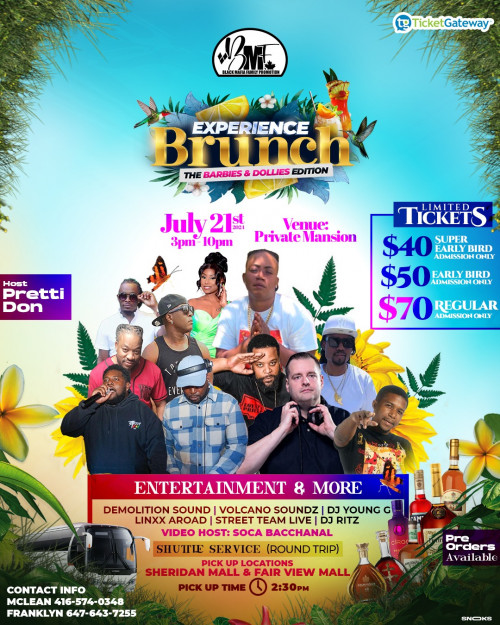 BMF is organizing EXPERIENCE BRUNCH! event by BMF on 2024–07–21 03 PM in Canada, we are selling the tickets for EXPERIENCE BRUNCH!. https://www.ticketgateway.com/event/view/experience-brunch-