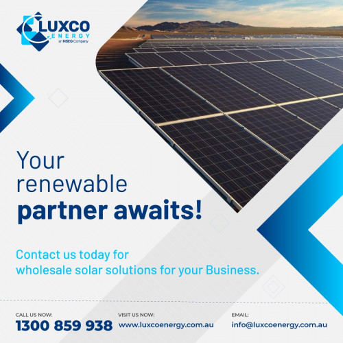 Light up your business with sustainable energy solutions! 💼☀️

Reach out to us today for wholesale solar options tailored to your needs. ✅

📧 Email us at info@luxcoenergy.com.au
💻 Visit: www.luxcoenergy.com.au