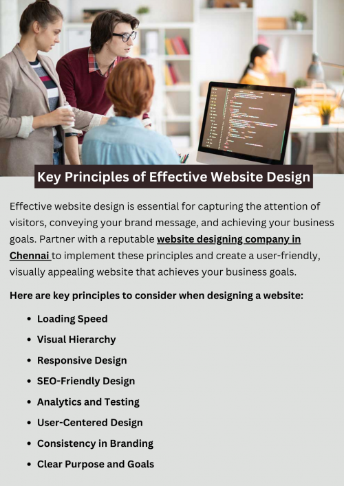 Discover the fundamental principles of effective website design. Learn how simplicity, consistency, and user-centered design principles can enhance usability and create engaging online experiences. From intuitive navigation to compelling visuals, explore how these principles can help your website stand out and effectively communicate your brand message to visitors. To know more visit here https://singhimarketingsolutions.com/web-designing-services/chennai/