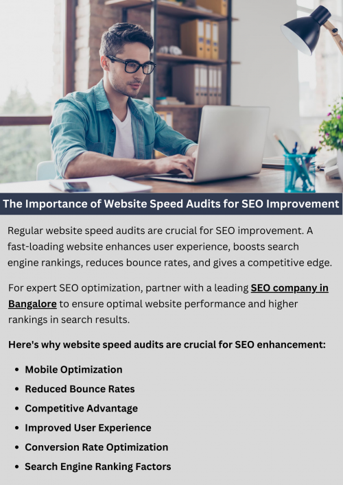 Website speed audits are crucial for improving SEO. They identify factors slowing down websites, such as large images or complex code. By fixing these issues, websites load faster, enhancing user experience and boosting search engine rankings. Regular speed audits ensure websites remain optimized, driving more organic traffic and improving overall SEO performance. To know more visit here https://singhimarketingsolutions.com/seo-services/bangalore/