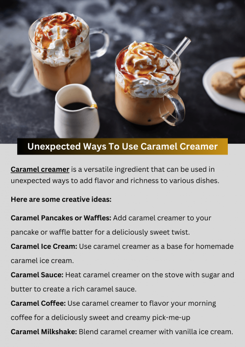 Discover fun ways to use caramel creamer beyond your morning coffee. This versatile addition can enhance various recipes, from desserts like brownies and ice cream to breakfast treats like pancakes and oatmeal. Create indulgent milkshakes or add a splash to your favorite cocktail for a sweet twist. With caramel creamer, the possibilities are endless, adding a delightful touch of flavor to your favorite dishes. To know more visit here https://wideawakecoffee.com/coffee-creamers/
