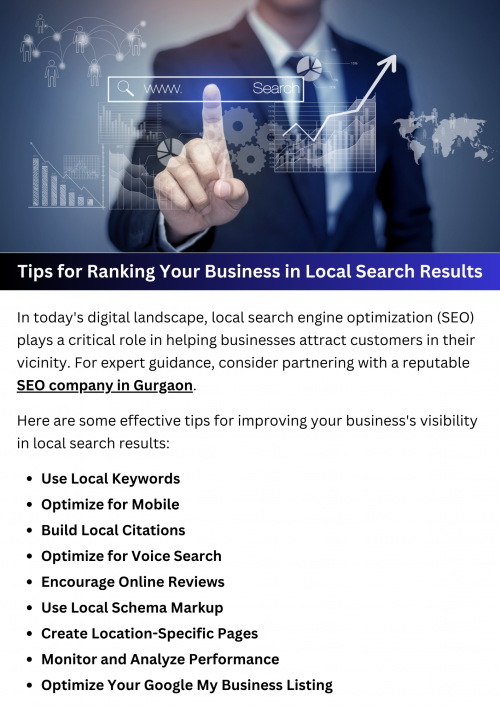 To rank your business in local search results, focus on optimizing your online presence. Make sure your business information is accurate and consistent across directories. Encourage customer reviews and engage with your local community. Use relevant keywords in your website content and include location-specific information. These strategies help improve your visibility and attract local customers. To know more visit here https://singhimarketingsolutions.com/seo-services/gurgaon/