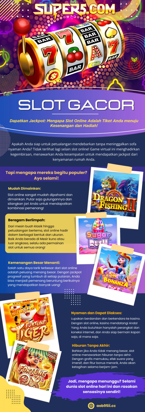 Meskipun  Slot gacor deposit ovo mungkin tampak seperti fenomena misterius, hal ini pada akhirnya berakar pada prinsip probabilitas dan strategi yang masuk akal. Dengan memahami faktor-faktor yang berkontribusi terhadap tarif Gacor, memilih permainan yang tepat, dan menerapkan strategi yang efektif, Anda dapat meningkatkan peluang sukses dan membuka rahasia Slot Gacor. 

Situs Resmi : https://aob95ii.cc

Profil Kami: https://gifyu.com/aob95ii

Info lebih lanjut:

http://gg.gg/1aq8fp
http://gg.gg/1aq8cm
http://gg.gg/1aq8cp