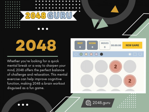 In the addictive puzzle game 2048, mastering the strategy can mean the difference between a mediocre score and reaching the elusive 2048 tile. With only four main gestures - up, down, left, and right - it may seem simple, but the game requires careful planning and foresight. Here are some tips to help you stack your way to a higher score:

Official Website: https://2048.guru/

Our Profile: https://gifyu.com/2048guru

More Photos:

https://is.gd/BKTiHj
https://is.gd/v3uq1f
https://is.gd/yXIPK7
https://is.gd/eNzaTf