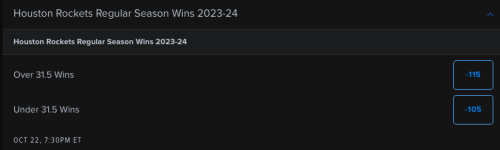 fan duel rockets projected wins 2023 24 season
