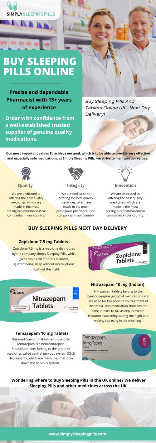 Many individuals turn to sleeping pills to address their sleep issues. With the convenience of online shopping, it is increasingly popular and easy to buy sleeping pills online.

Official Website : https://www.simplysleepingpills.com

My Profile : https://gifyu.com/simplysleeping

Next Info-Graphics : https://tinyurl.com/mpapz78p