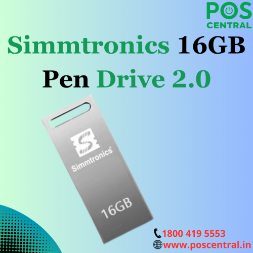 With a storage capacity of 16 gigabytes, 16GB Pen Drive 2.0 offers ample space to store your important documents, photos, videos, music, and other digital files. The USB 2.0 interface delivers decent transfer speeds, making it suitable for everyday use and general file transfers. It comes with a sturdy metal housing, ensuring the utmost protection for your valuable data. Weighing just 6g, this pen drive is incredibly lightweight, making it highly portable and convenient to carry around. Simmtronics ensures that only the finest materials are used in the manufacturing of this pen drive. Shop Simmtronics 16GB Pen Drive 2.0 from the POS Central India website at an affordable cost with free express delivery. For more information, visit https://www.poscentral.in/simmtronics-16gb-pen-drive-2.0-with-metal-body.html