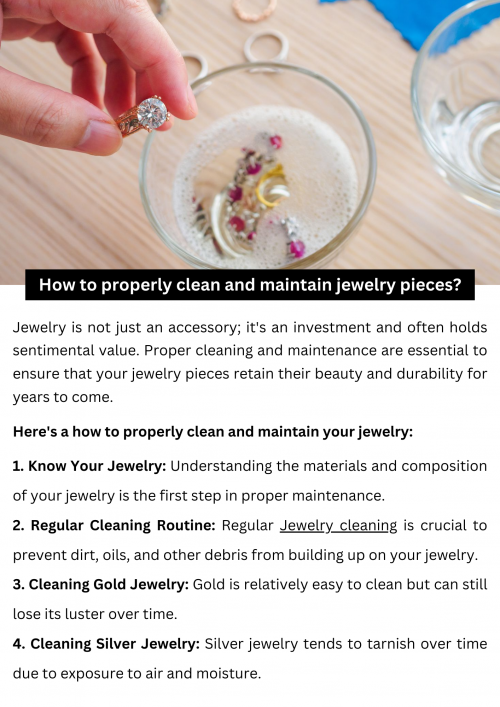 Jewelry is not just an accessory; it's an investment and often holds sentimental value. Proper cleaning and maintenance are essential to ensure that your jewelry pieces retain their beauty and durability for years to come. Whether it's gold, silver, gemstones, or pearls, each type of jewelry requires specific care to keep it looking its best. To know more visit here https://www.futerbrosjewelers.com/services/cleaning-and-inspection