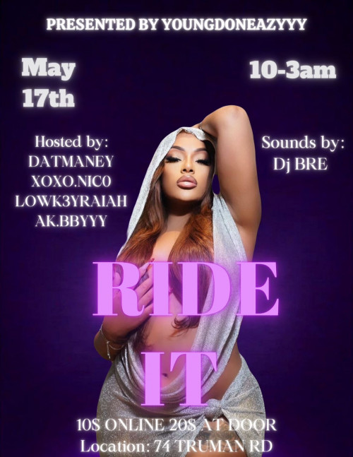 Youngdoneazyyy is organizing Ride It Pre: Summer Edition event by Youngdoneazyyy on 2024–05–17 10 PM in Canada, we are selling the tickets for Ride It Pre: Summer Edition. https://www.ticketgateway.com/event/view/ride-it-pre--summer-edition