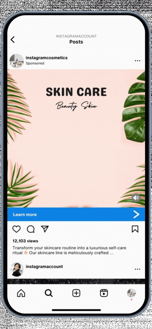 Ad mockup Instagram Profile feed Video ad specs