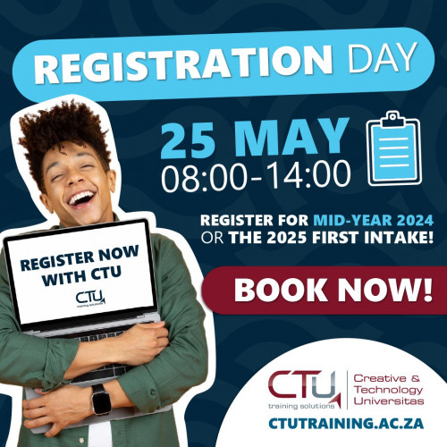 🚨 Don't miss out on your chance to study at CTU! Registration Day is on 25 May for Mid-Year 2024 & first intake of 2025. Secure your spot in Creative Media Design, Computer Aided Draughting & Design, Engineering, Information Technology and more.

Register now: https://brnw.ch/21wJNxZ

#CTUTrainingSolutions - Empowering People Through Education

#CTURegistrationDay