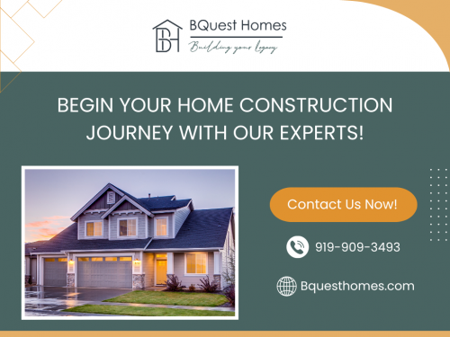 BQuest Homes offers expert home construction services tailored to your needs. Our experienced team ensures quality craftsmanship and attention to detail in every project. From initial design to final build, we bring your vision to life. Contact us at (919) 909-3493 for a seamless and stress-free construction experience.