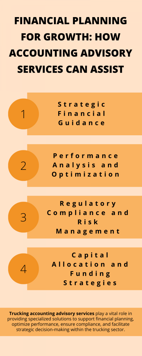 Financial planning is the cornerstone of business growth, and accounting advisory services are indispensable partners in this journey. From providing expert advice and ensuring regulatory compliance to optimizing operations and facilitating strategic decision-making, their contributions are invaluable in driving sustainable growth.  To know more visit here https://www.truckersprocpa.ca/trucking-tax-planning-preparation-services