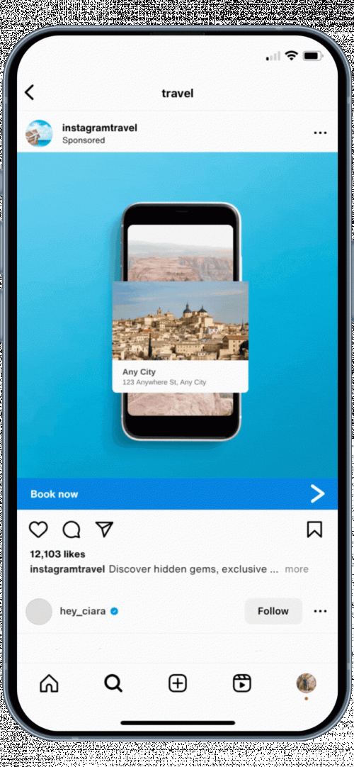 Ad mockup Instagram Explore feed Video ad specs