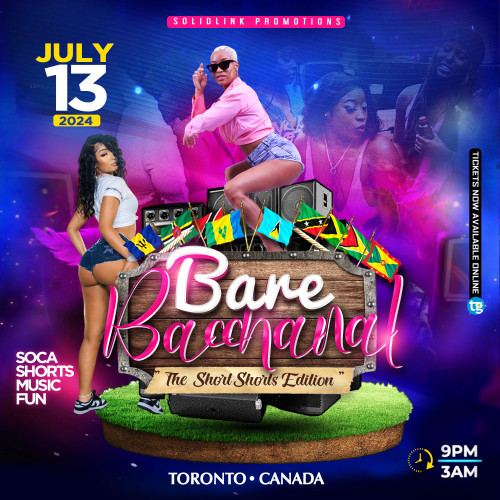 Solidlink Promotions is organizing Bare bacchanal event by Solidlink Promotions on 2024–07–13 09 PM in Canada, we are selling the tickets for Bare bacchanal. https://www.ticketgateway.com/event/view/bare-bacchanal