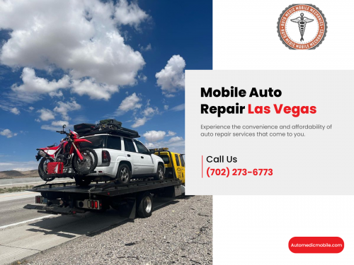Struggling with car trouble in Las Vegas's scorching heat? Don't you fret! Auto Medic Mobile Mechanics, your trusted Mobile Auto Repair Las Vegas service provider, brings the auto repair shop to you. Our skilled mechanics will fix your car on-site, regardless of the problem – brakes, battery, oil change, or more. We prioritize speed, affordability, and convenience. Get a free quote today.

For More Details Visit :https://www.automedicmobile.com/mobile-auto-repair-las-vegas/