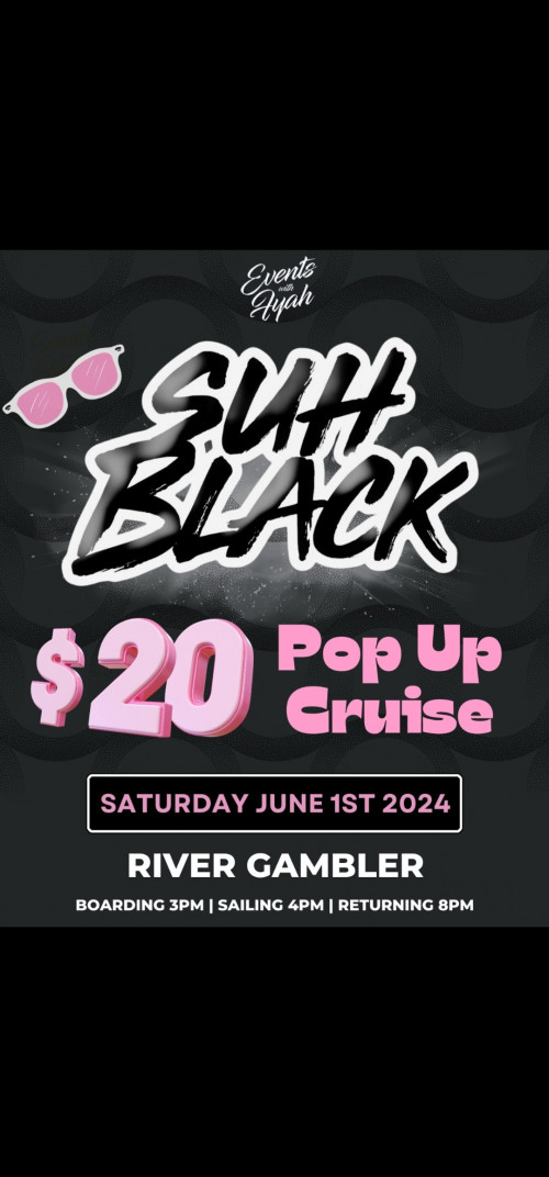 Eventswithfyah is organizing SUH BLACK $20 POP UP CRUISE event by Eventswithfyah on 2024–06–01 03 PM in Canada, we are selling the tickets for SUH BLACK $20 POP UP CRUISE. https://www.ticketgateway.com/event/view/suhblack2024