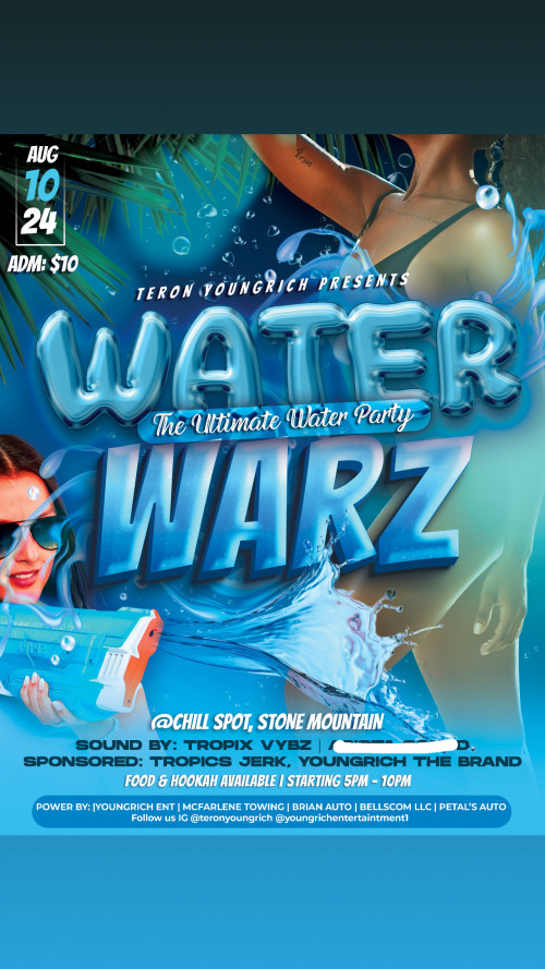 Water 💦 Warz 🌊 is organizing 💦🌊Water 💦 Warz🌊💦 event by Water 💦 Warz 🌊 on 2024–08–10 05 PM in United States, we are selling the tickets for 💦🌊Water 💦 Warz🌊💦. https://www.ticketgateway.com/event/view/----water----warz----