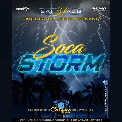 RukshusPromo is organizing SOCA STORM event by RukshusPromo on 2024–08–31 10 PM in Canada, we are selling the tickets for SOCA STORM. https://www.ticketgateway.com/event/view/soca-storm