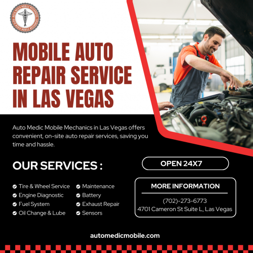 Auto Medic Mobile Mechanics offers top-tier auto repair in Las Vegas. Our expert team of mobile mechanics delivers prompt, professional service directly to your location, ensuring convenience and efficiency. From routine maintenance to complex repairs, trust Auto Medic Mobile Mechanics for reliable solutions that keep your vehicle running smoothly. We prioritize customer satisfaction and strive for excellence in every service call. Contact Auto Medic Mobile Mechanics today for dependable automotive care at competitive rates. Experience the convenience of mobile auto repair services tailored to your schedule and needs in Las Vegas.

For More Details Visit - https://www.automedicmobile.com/mobile-auto-repair-las-vegas/