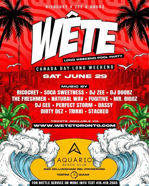 RICOCHET & CO is organizing WÊTE LABOUR DAY SATURDAY event by RICOCHET & CO on 2024–08–31 10 PM in Canada, we are selling the tickets for WÊTE LABOUR DAY SATURDAY. https://www.ticketgateway.com/event/view/wetelabourday