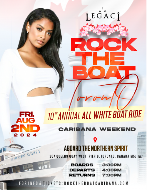 I AM LEGACI is organizing ROCK THE BOAT TORONTO 10th ANNUAL ALL WHITE BOAT PARTY • CARIBANA 2024 event by I AM LEGACI on 2024–08–02 03:30 PM in Canada, we are selling the tickets for ROCK THE BOAT TORONTO 10th ANNUAL ALL WHITE BOAT PARTY • CARIBANA 2024. https://www.ticketgateway.com/event/view/rock-the-boat-toronto-10th-annual-all-white-boat-party---caribana-2024