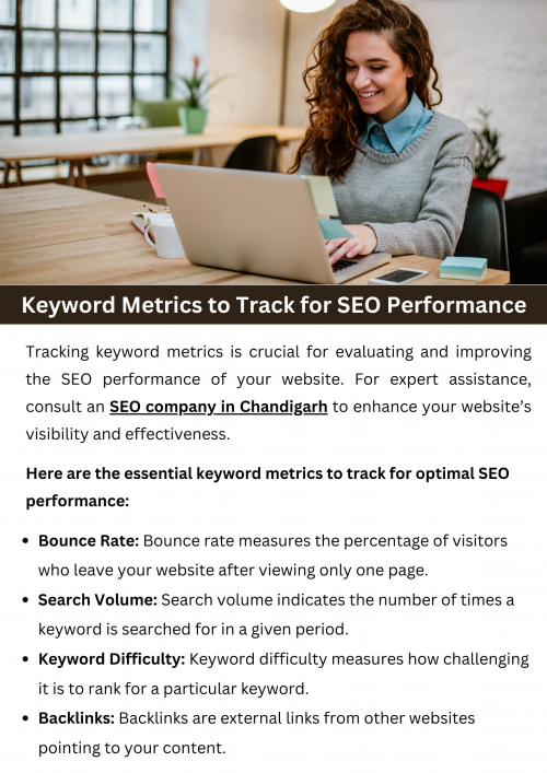 Tracking keyword metrics is essential for SEO performance. Key metrics include search volume, which indicates keyword popularity, and competition level, gauging difficulty to rank. Click-through rate (CTR) measures user engagement, while conversion rate correlates keywords with sales or leads. Monitoring these metrics informs strategy adjustments, focusing efforts on high-performing keywords. Regular analysis ensures optimization for better search engine rankings and increased organic traffic. To know more visit here https://singhimarketingsolutions.com/seo-services/chandigarh/