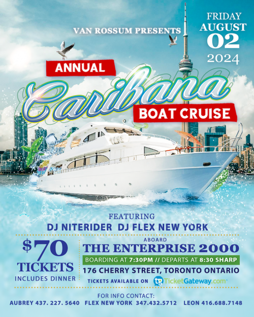 LiteWork Collective is organizing Van Rossum Annual Caribana Boat Cruise event by LiteWork Collective on 2024–08– 02 7PM in, Canada, we are selling the tickets forVan Rossum Annual Caribana Boat Cruise .https://www.ticketgateway.com/event/view/vanrossumcaribanafridaycruise