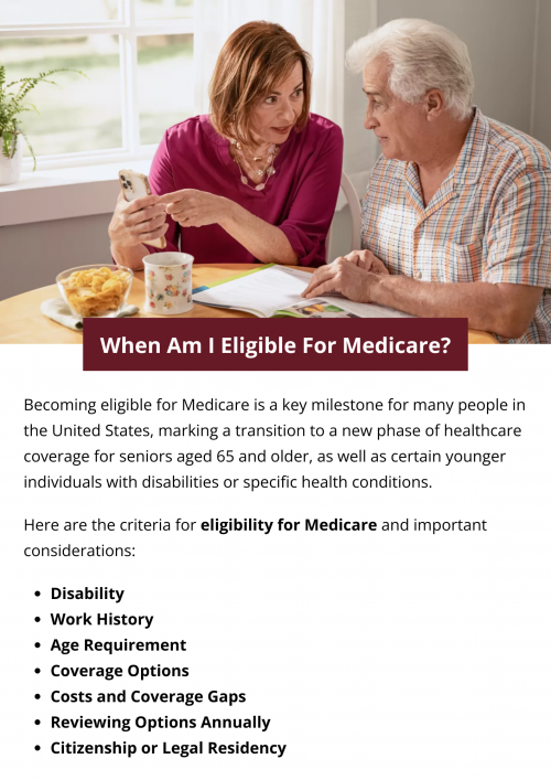 Becoming eligible for Medicare is a significant milestone for many individuals in the United States, marking a transition to a new phase of healthcare coverage primarily for seniors aged 65 and older, as well as certain younger individuals with disabilities or specific health conditions. Enrollment usually starts three months before your 65th birthday. To know more visit here https://www.capitalbluemedicare.com/wps/portal/capm/home/what-is-medicare/eligibility-enrollment