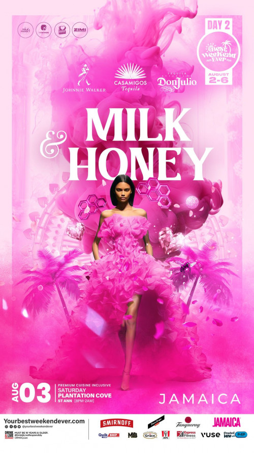 BWE is organizing Milk & Honey Jamaica - Best Weekend Ever event by BWE on 2024–08–03 8 PM in , Jamaica, we are selling the tickets for Milk & Honey Jamaica - Best Weekend Event https://www.ticketgateway.com/event/view/milkandhoneybwe