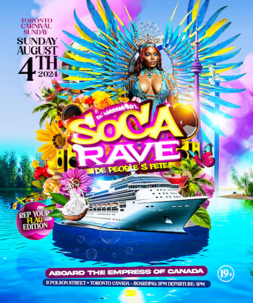 CARNIVALTOEVENTS is organizing SOCA RAVE BOAT RIDE CARIBANA SUNDAY event by CARNIVALTOEVENTS on 2024–08–04 03 PM in Canada, we are selling the tickets for SOCA RAVE BOAT RIDE CARIBANA SUNDAY. https://www.ticketgateway.com/event/view/soca-rave-boat-ride-caribana-sunday