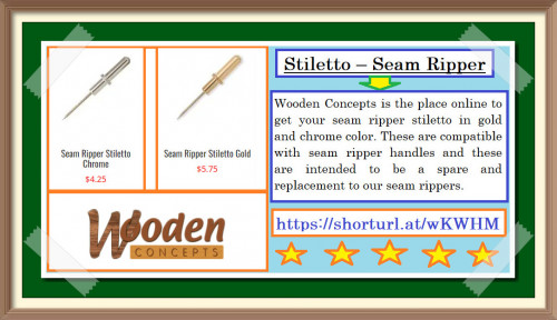 Wooden Concepts is the place online to get your seam ripper stiletto in gold and chrome color.
https://www.woodenconcepts.com/product-category/seam-ripper-stiletto/