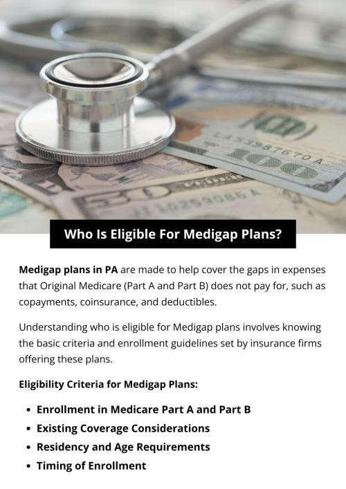 Eligibility for Medigap plans requires enrollment in Medicare Part A and Part B. You must be at least 65 years old or younger with certain disabilities. Generally, you can apply during your Medigap Open Enrollment Period, which starts when you turn 65 and lasts for six months. Outside of this period, acceptance is subject to medical underwriting and availability varies by state. To know more visit here https://www.capbluecross.com/wps/portal/cap/home/shop/medicare-supplement