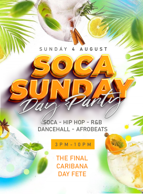 Caribana Parties is organizing SOCA SUNDAY event by Caribana Parties 2024–08–04 03 PM in Canada, we are selling the tickets for SOCA SUNDAY. https://www.ticketgateway.com/event/view/soca-sunday